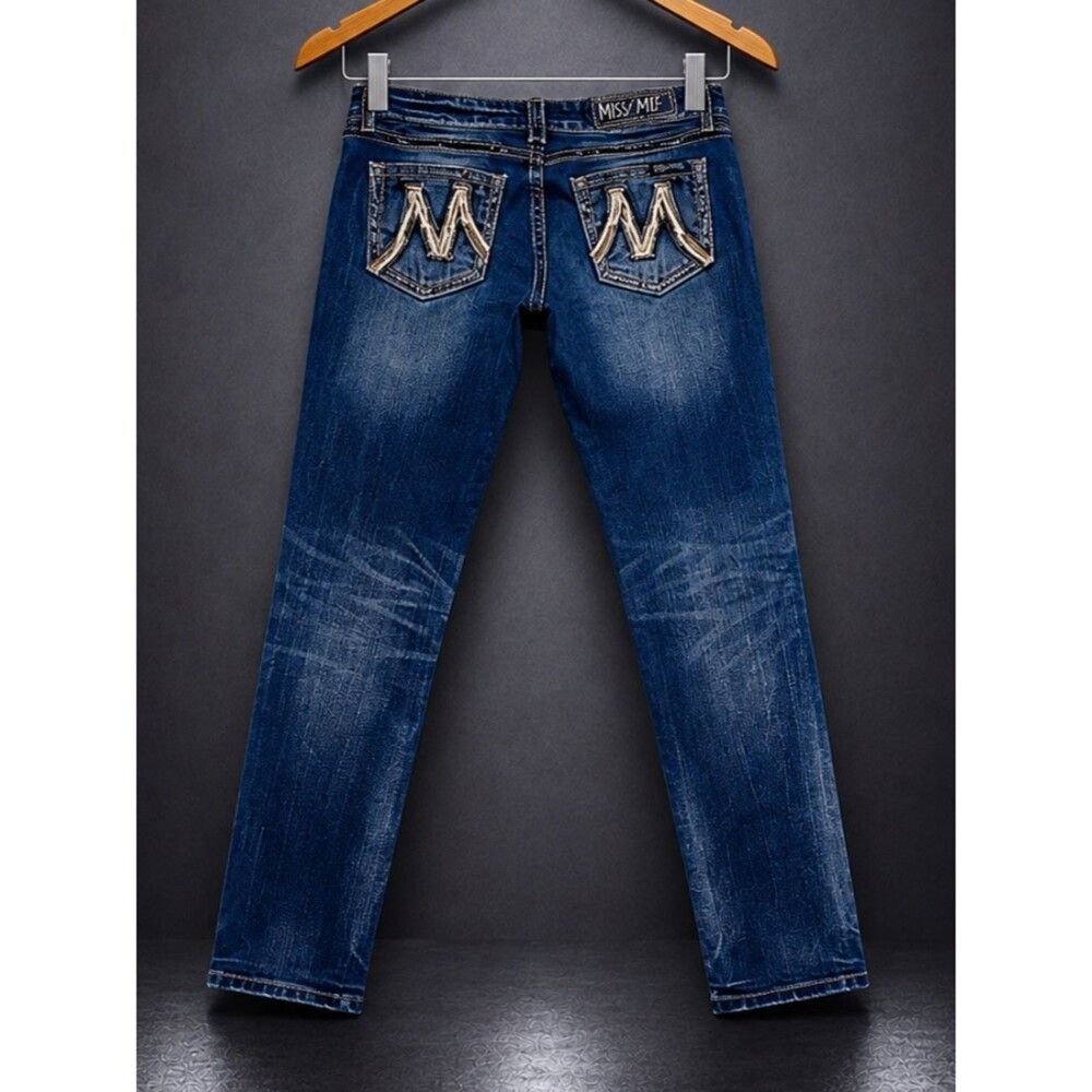Miss Me The M Series Skinny Jeans Size 28x29 Low Rise Stretch Buckle EUC